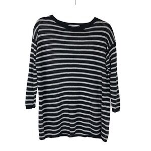 Ines‎ De La Fressange Paris x Uniqlo Womens Striped Linen Sweater Navy White XL